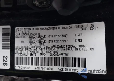 2018 Toyota Tacoma Trd Sport from USA, damaged, VIN 3TMCZ5AN1JM129633